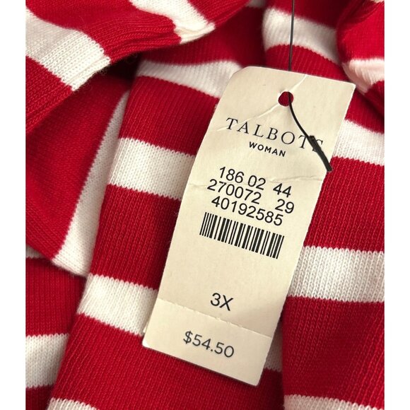NWT Talbots Plus 3X Red White Striped Long Sleeve Shirt New England Coastal Chic - Picture 4 of 5